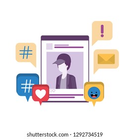 profile social network man with speech bubble