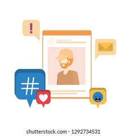 profile social network man with speech bubble