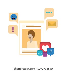 profile social network man with speech bubble
