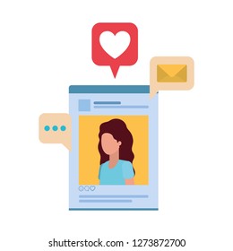 profile social network woman with speech bubble
