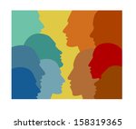 Profile speaking head. Vector illustration.