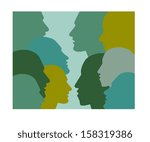 Profile speaking head. Vector illustration.
