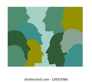 Profile speaking head. Vector illustration.