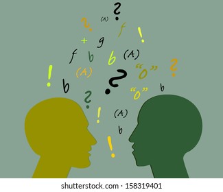 Profile speaking head. Vector illustration.
