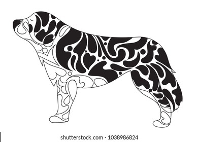 Profile of the St. Bernard dog. Vector illustration.