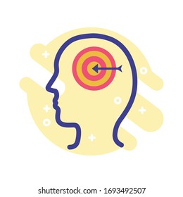 profile with target arrow mental health line style icon vector illustration design