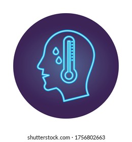 profile with thermometer neon style vector illustration design
