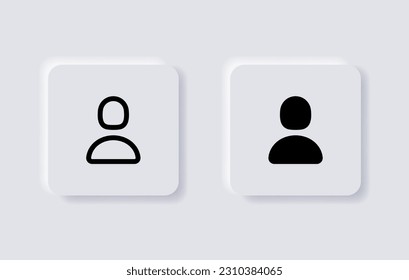 icono de usuario de perfil, signo de cuenta de inicio de sesión, símbolo de avatar de perfil de persona masculina - botones de neumorfismo vector 3D diseño neumórfico