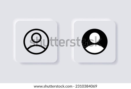 profile user icon, login account sign, male person profile avatar symbol in circle - 3D vector neumorphism buttons neumorphic design