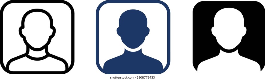 profile user icon set with headphones and avatar silhouette in three color variants