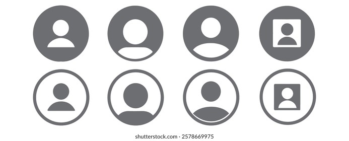 Profile user icons set. Person profile avatar with account symbol.. Social media concepts. eps 10