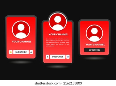 Profile User Interface. Channel Name, Subscribe and Bell. Vector Illustration Set