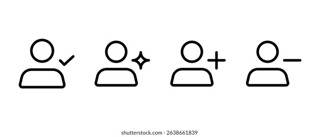 Profile and user line icon set. Avatar, profile user outline icon collection. Ui Ux interface icon transparent PNG and vector