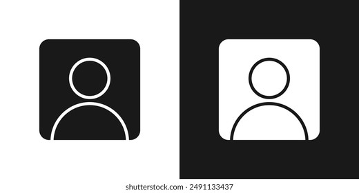 Profile user square icon on black and white vector