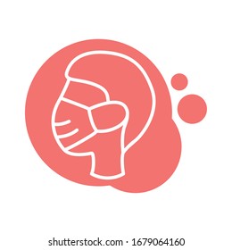 profile using face mask block style icon vector illustration design