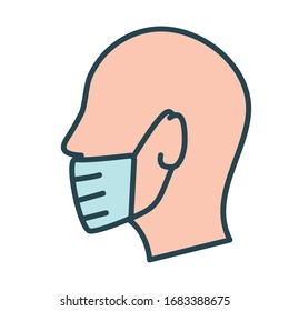 perfil con diseño de ilustración vectorial de estilo de relleno de máscara de cara