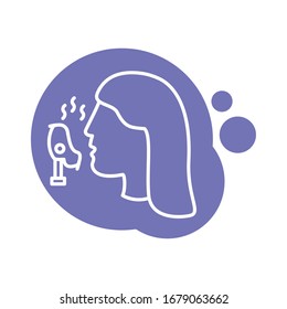 profile using face oxygen mask block style icon vector illustration design