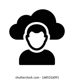 icono plano de glifo vector de perfil 
