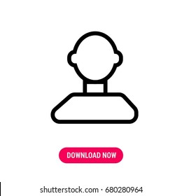 Profile vector icon, The outlined symbol of bald person profile. Simple, modern flat vector illustration for mobile app, website or desktop app  