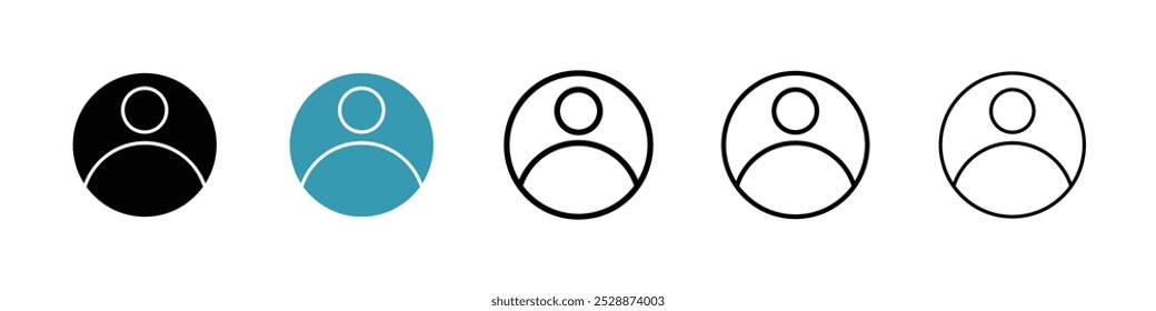 Conjunto de iconos de Vector de Perfil en colores negro y azul.