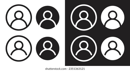 Profile vector icon set. member user account login symbol. app default photo icon. person circle sign in black color.
