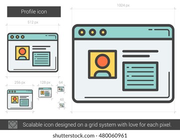 Icono de línea vector de perfil aislado en fondo blanco. Icono de línea de perfil para infografía, sitio web o aplicación. Icono escalable diseñado en un sistema de cuadrícula.