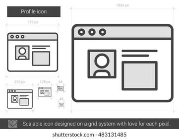 Profile vector line icon isolated on white background. Profile line icon for infographic, website or app. Scalable icon designed on a grid system.