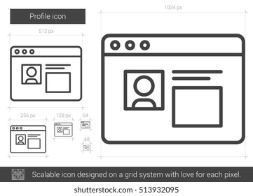 Profile Vector Line Icon Isolated On White Background. Profile Line Icon For Infographic, Website Or App. Scalable Icon Designed On A Grid System.