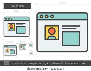 Profile vector line icon isolated on white background. Profile line icon for infographic, website or app. Scalable icon designed on a grid system.