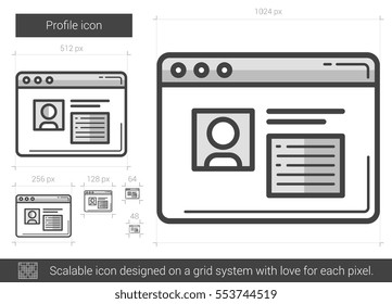 Profile vector line icon isolated on white background. Profile line icon for infographic, website or app. Scalable icon designed on a grid system.