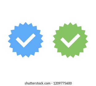 Profile Verification. Approved icon. Accept badge. Check mark. Sticker with tick. Vector stock illustration.