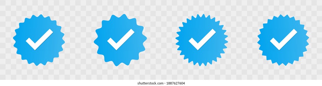 Profile verification check marks icons. Vector illustration