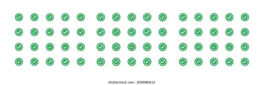 Los iconos de las marcas de verificación de perfiles. Iconos de verificación de perfiles. Conjunto de iconos de la marca de verificación azul. Ilustración vectorial. EPS 10