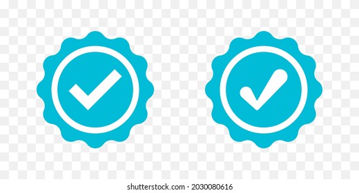 Profile verification check marks icons. Profile verification icons. Set of blue check mark badge icons. Vector illustration. EPS 10