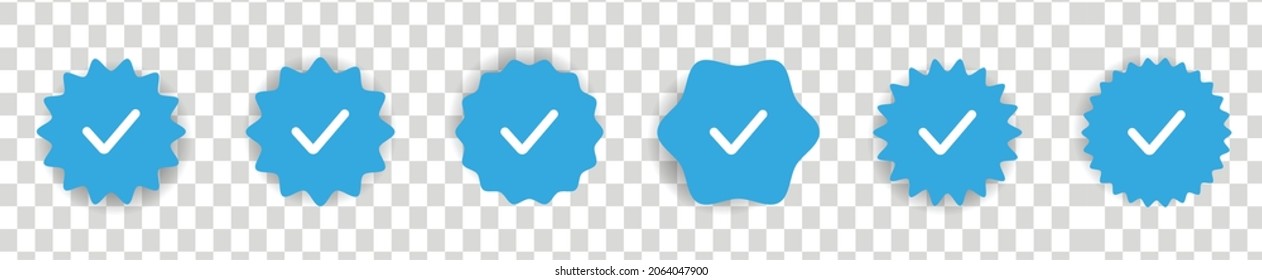 Profile verification check marks icons. Vector illustration