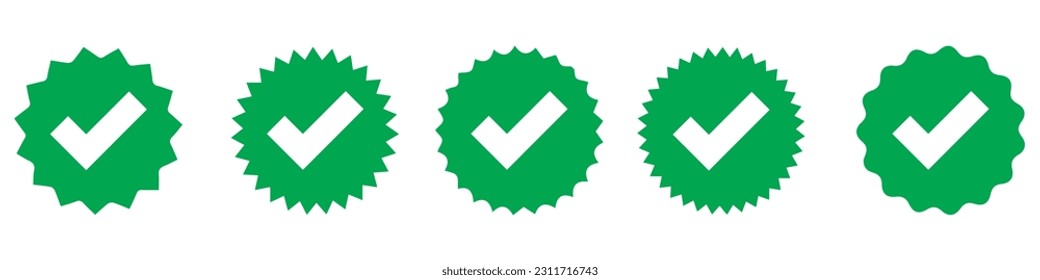 Icono de verificación de perfil. Icono vectorial de marca de verificación aprobada. Aprobar el sello o la medalla. Señales de calidad superior de la colección. Símbolos verificados aislados en fondo blanco.EPS 10