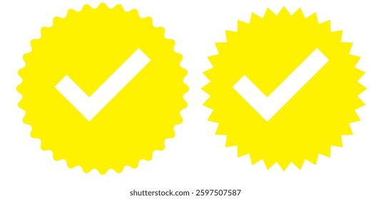 Profile verification icon. Approved check mark vector icon. Approve stamp or medal. Collection premium quality badges. Verified symbols isolated on white background