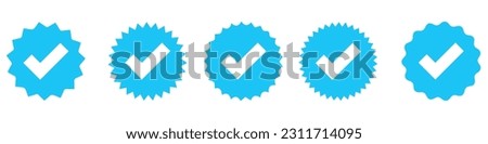 Profile verification icon. Approved check mark vector icon. Approve stamp or medal. Collection premium quality badges. Verified symbols isolated on white background.EPS 10