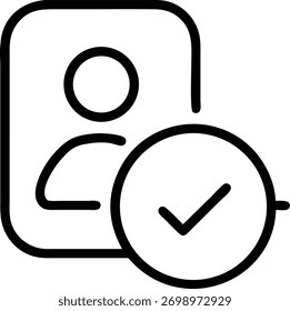 Icono de esquema de verificación de Perfil en blanco. Significa una Cuenta de usuario confirmada, lo que garantiza la confianza y la seguridad. Ideal para interfaces de usuario y plataformas digitales.