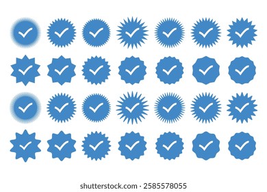 Profile Verified badge, Check and Social media account verification, accept, approved Verified badge icon set. vector illustration.