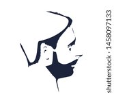 Profile view of bearded man. Male face silhouette or icon