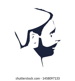 Profile view of bearded man. Male face silhouette or icon