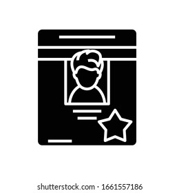 Icono negro de vista de perfil, ilustración conceptual, símbolo plano vectorial, signo de glifo.