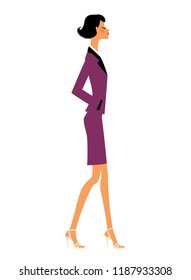 Profile view of the business woman wearing classic style suit. 
