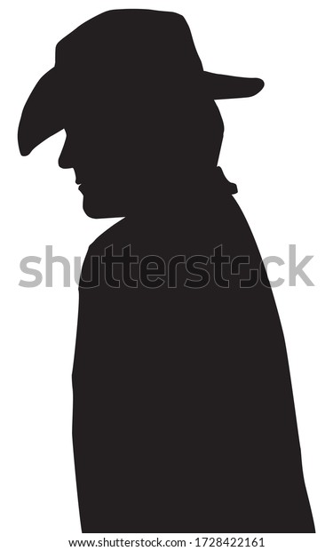 Profile View Cowboy Wearing Hat Silhouette Stock Vector (Royalty Free ...