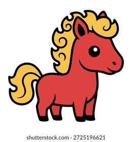 Vista de perfil de um cavalo de fogo bonito de pé para o zodíaco Ano do Cavalo 2026.