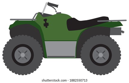 Profile view of a flat vector all terrain vehicle