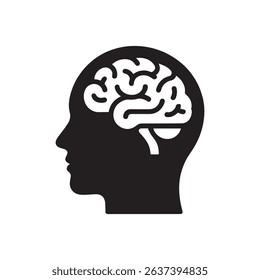 Profile View of a Head with a Detailed Brain Illustration	