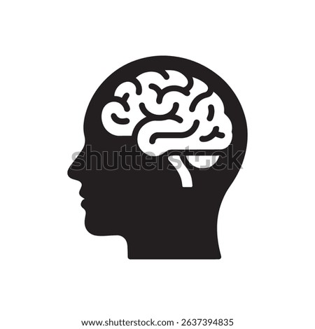 Profile View of a Head with a Detailed Brain Illustration	