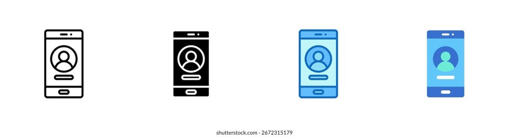 Vetor de design de folha de ícone de estilo múltiplo - Smartphone com perfil de usuário, simbolizando gerenciamento de contato móvel ou pesquisa de perfil